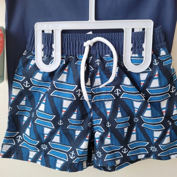 Floatmini 2-Piece Baby Boy Sailboat Swimsuit in Navy/Red Size 18M $34 - Picture 3 of 6
